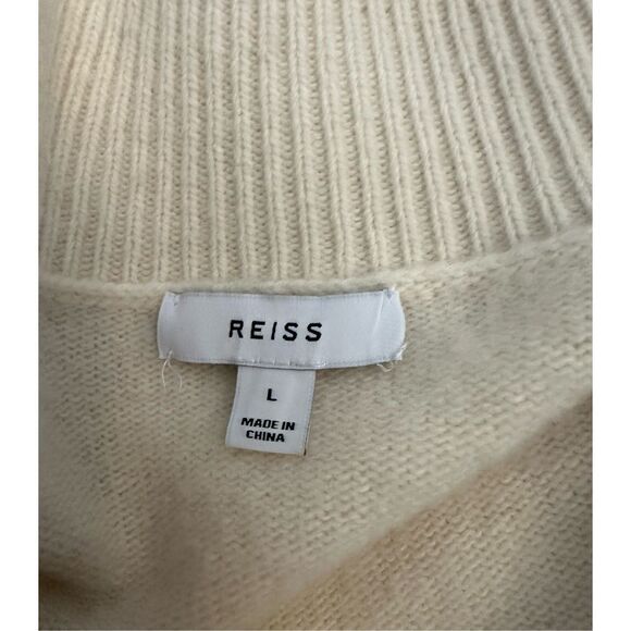 REISS SEREN OVERSIZED WOOL CASHMERE V-NECK JUMPER IN IVORY SIZE LARGE - Picture 10 of 11